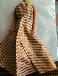1639 BARBIE 1965 - 66 HOLIDAY DANCE GOLD WHITE STRIPE GOWN OR ORANGE CHIFFON SASH CHOICE